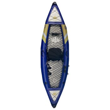 inflatable kayak in blue/yellow